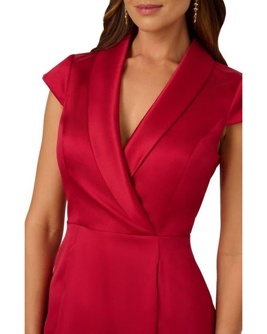 Adrianna Papell Box Pleat High-Low Mikado Dress in Red | Lyst