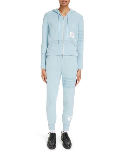 Thom Browne Blue 4-bar Blouson Zip-up Cotton Knit Hoodie