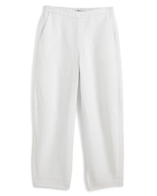 Madewell White Barrel Leg Linen Pants