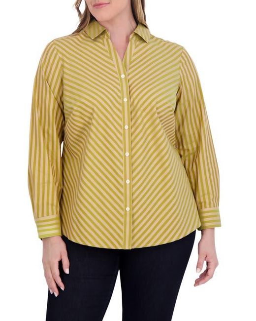 Foxcroft Natural Mary Cotton Blend Button-Up Shirt