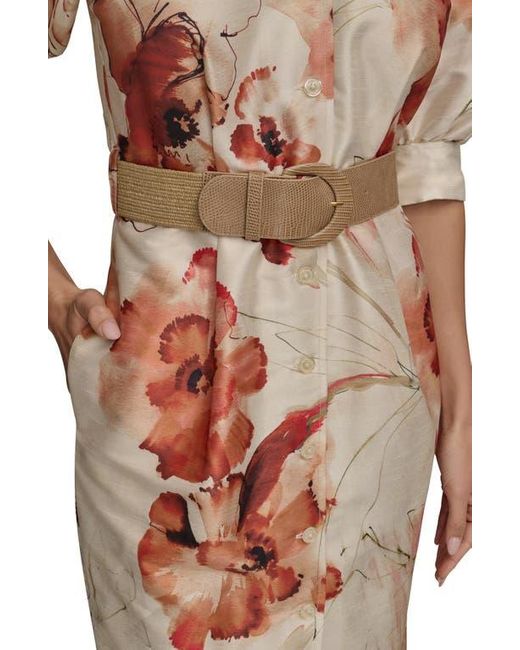 Donna Karan Brown Floral Print Shirtdress