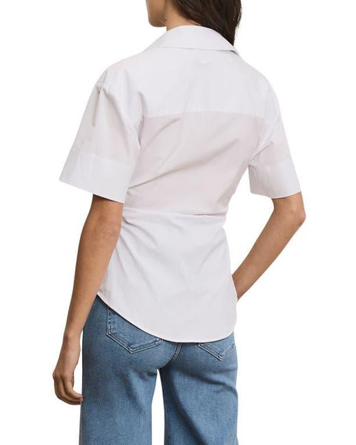 Veronica Beard White Devra Ruched Shirt
