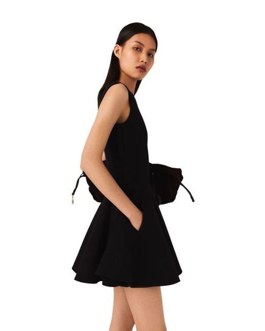 Maje Black Mini Flared Tweed Dress