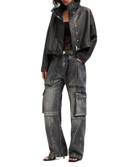AllSaints Black Ryder Leather Jacket