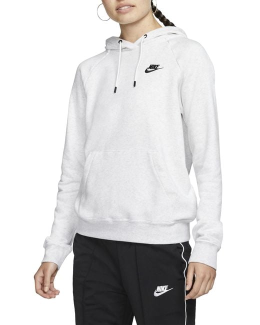 Nike White Sportswear Essential Pullover Fleece Hoodie