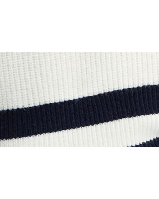 Mango White Contrast Stripe V-Neck Sweater