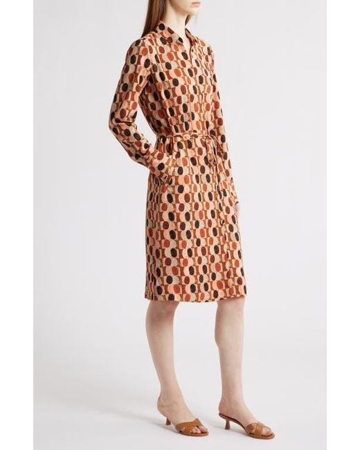 NIC+ZOE Multicolor Devon Circle Print Long Sleeve Belted Dress