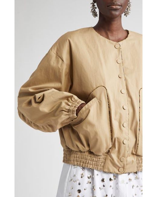 Dries Van Noten Natural Contrast Trim Cotton Blouson Jacket