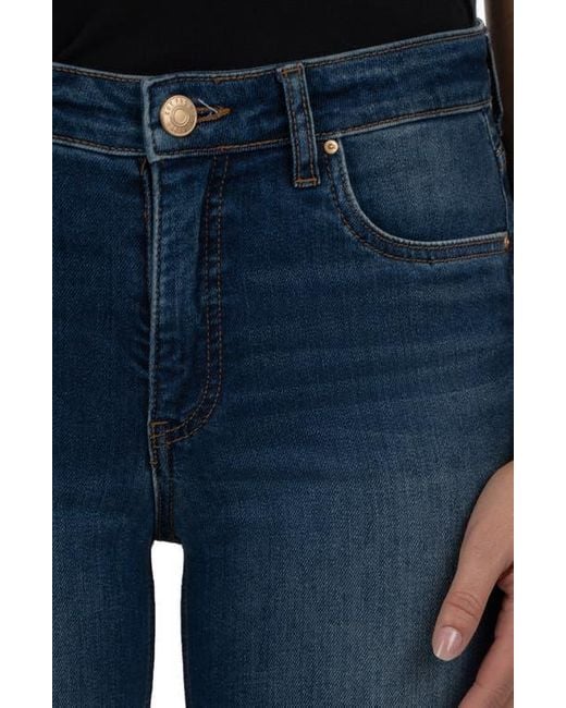 Kut From The Kloth Blue Kelsey High Waist Raw Hem Ankle Kick Flare Jeans