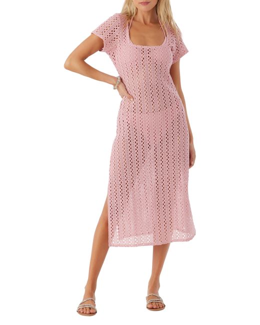 O'neill Sportswear Pink Nina Sheer Cover-up Midi Dress
