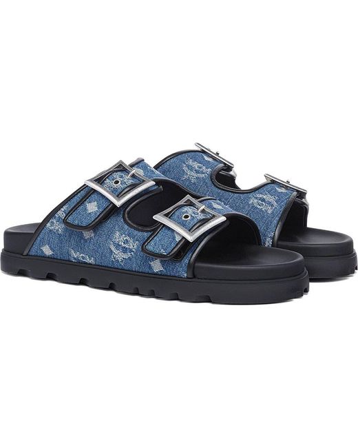 MCM Blue Monogram Sandals
