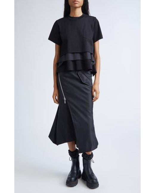 Sacai Black Insulated Nylon Twill Skirt