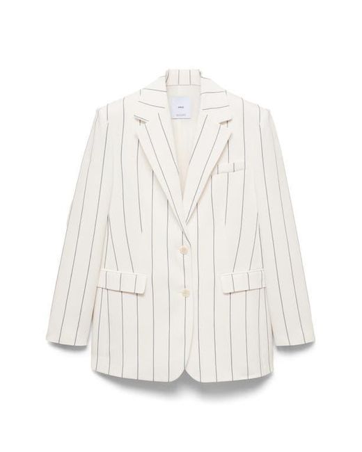 Mango White Pinstripe Suit Jacket