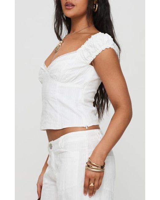 Princess Polly White Fyrie Lace Trim Recycled Cotton Crop Top