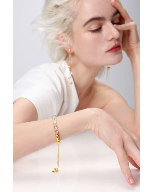 Classicharms Metallic Frostlily Clear Crystal And Bead Bolo Bracelet