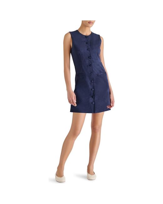Steve Madden Blue Elsa Sleeveless Faux Suede Minidress