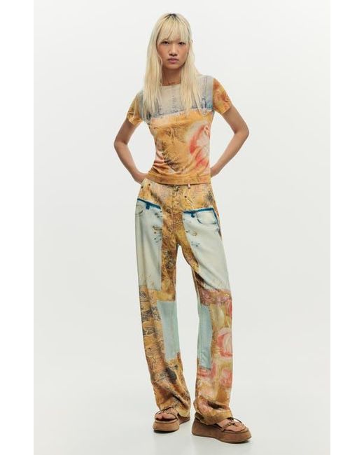 Desigual Multicolor Patchwork Pattern T-Shirt