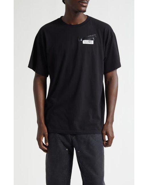 MM6 by Maison Martin Margiela Black Trompe L'Oeil Taped Numeric Logo Graphic T-Shirt for men
