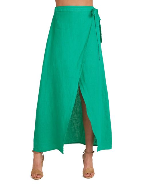 Bella Dahl Green Linen Maxi Wrap Skirt