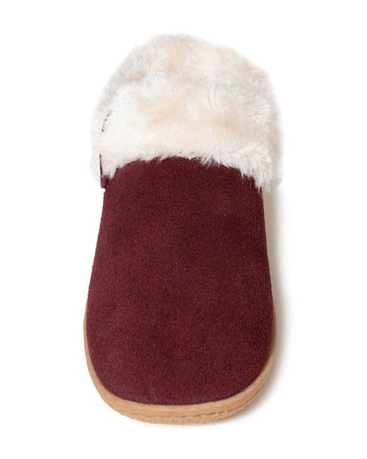 Minnetonka Red Camp Collar Faux Fur Scuff Slipper