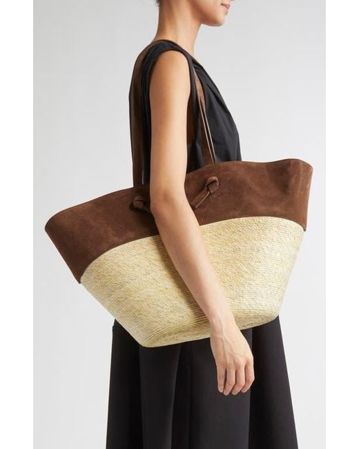 Altuzarra White Large Knot Straw & Leather Tote