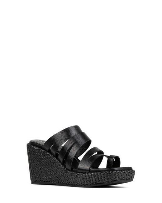 Donald J Pliner Black Annamaria Platform Wedge Slide Sandal