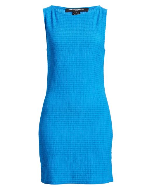 French Connection Blue Rachael Textured Sleeveless Sheath Dress