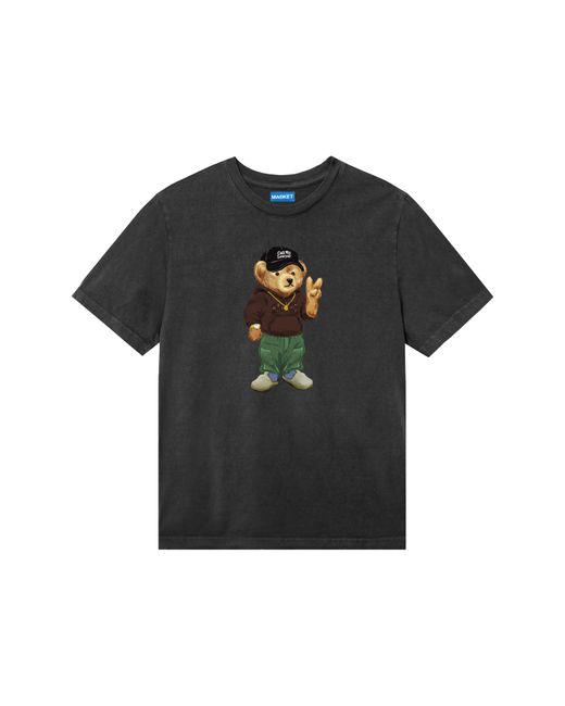 Market Black Peace Bear Cotton Graphic T-shirt for men