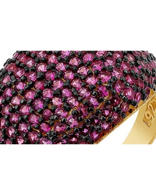 SHYMI Purple Cubic Zirconia Pavé Dome Signet Ring