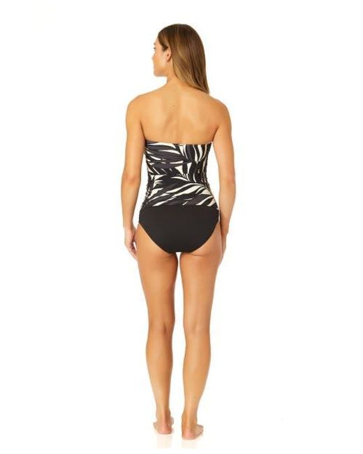 Anne Cole Black Tiger Dance Twist Front Bandeaukini Swim Top