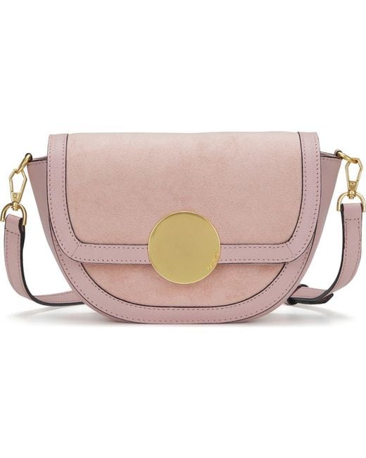 orYANY Pink Lottie Suede Crossbody Saddle Bag