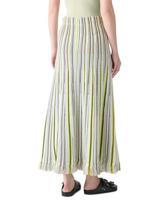 Akris Punto Green Stripe Mixed Stitch Maxi Sweater Skirt