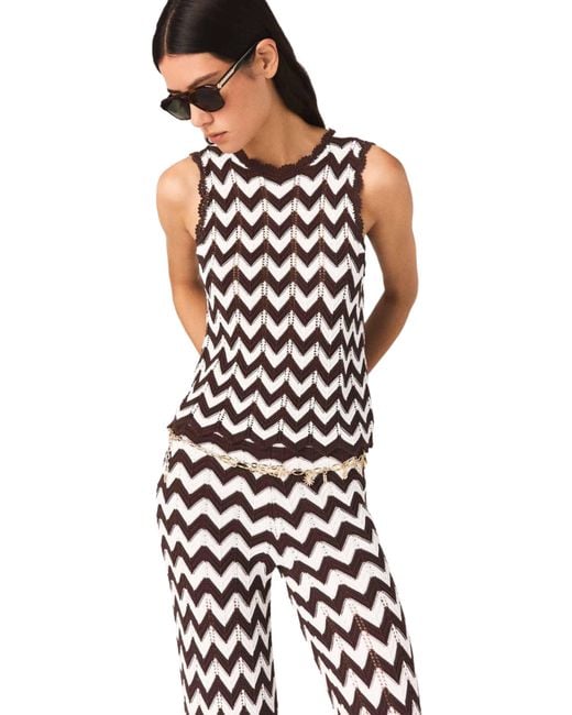 Maje Multicolor Zigzag Crochet Top