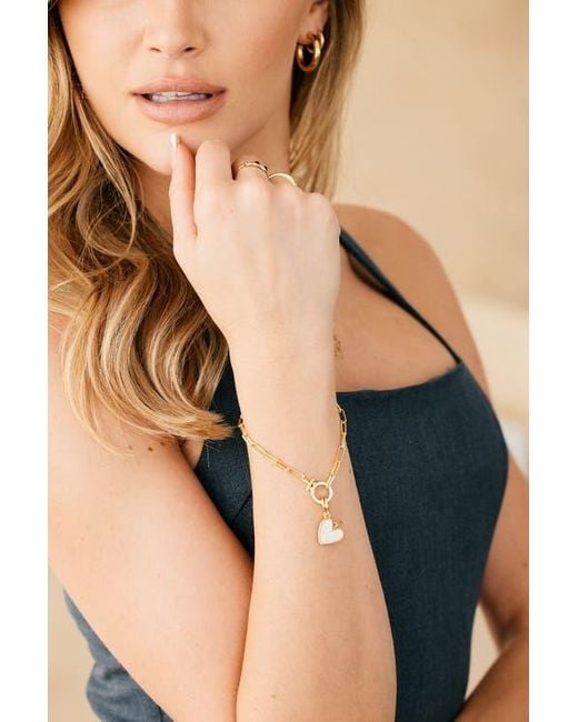 Mint & Lily Metallic Mother Of Pearl Initial Heart Charm Bracelet