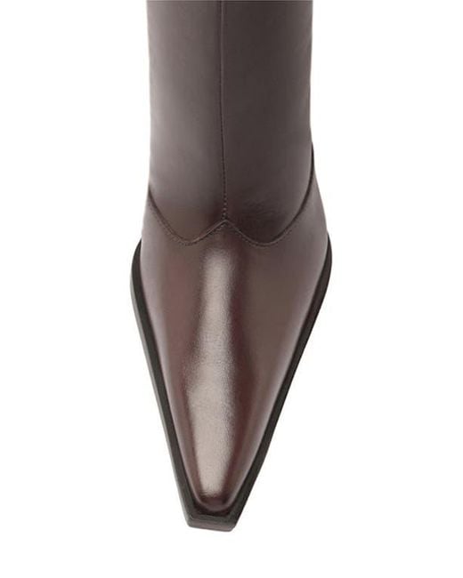 SCHUTZ SHOES Brown Raffaela Up Block Pointed Toe Knee High Boot