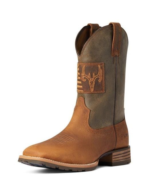 Ariat Brown Hybrid Patriot Country Western Boot for men