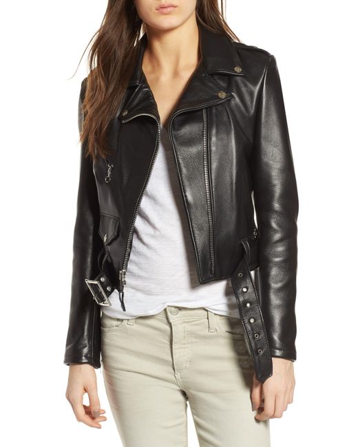Schott Nyc Gray Crop Leather Jacket
