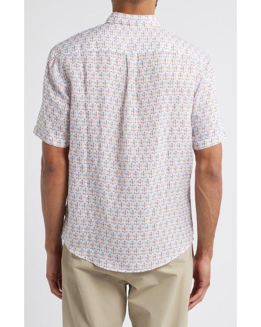 Johnnie-o White 5 O'Clock Somewhere Short Sleeve Linen & Lyocell Button-Up Shirt for men