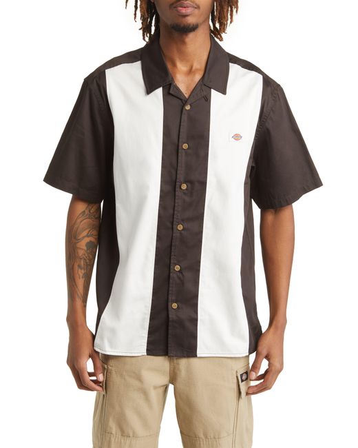 Dickies White Westover Stripe Short Sleeve Button-up Camp Shirt for men