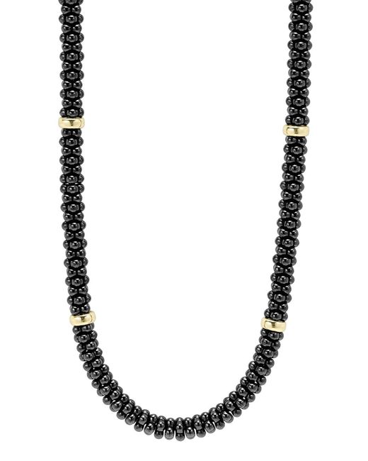 Lagos 'black Caviar' Station Rope Necklace