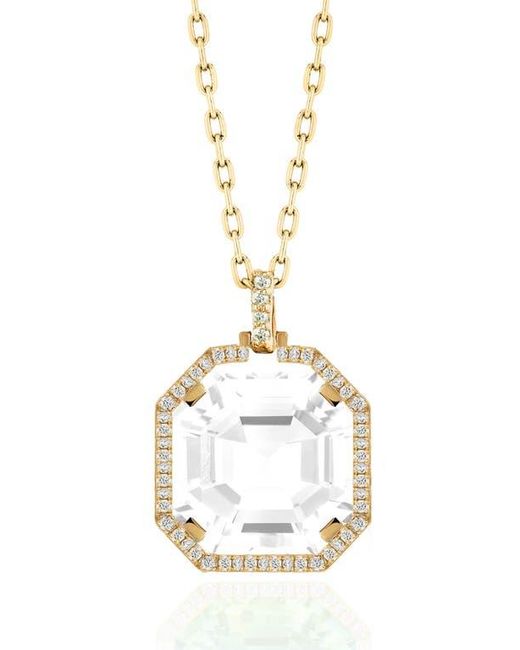 Goshwara Metallic Gossip Asscher Cut Stone & Pavé Diamond Pendant Necklace