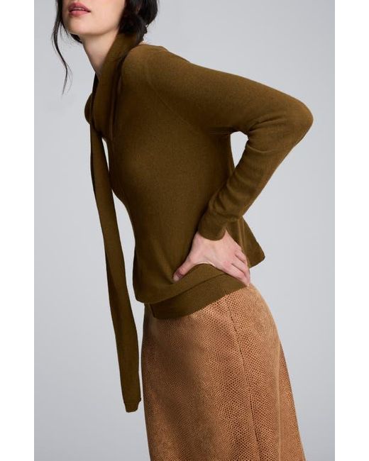 Kenneth Cole Green Cowl Neck Sweater With Attached Scarf