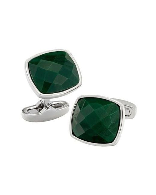 Link Up Green Square Faceted Stone Cufflinks for men