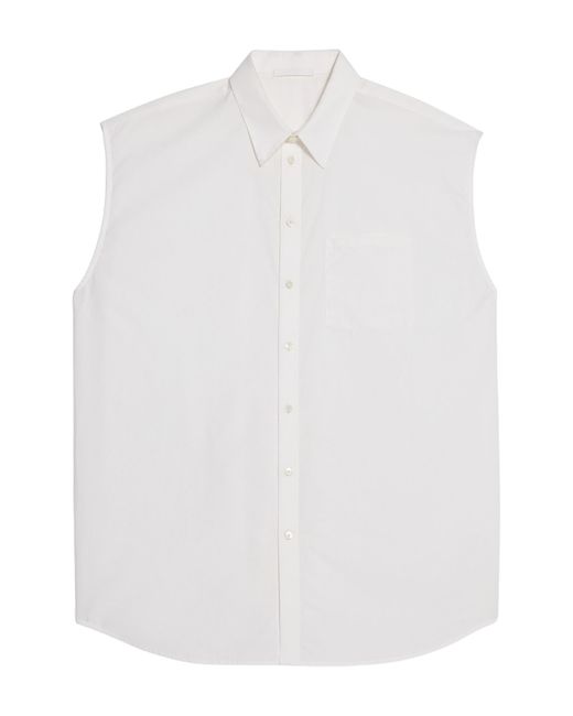 Helmut Lang White Gender Inclusive Sleeveless Cotton Button-up Shirt for men
