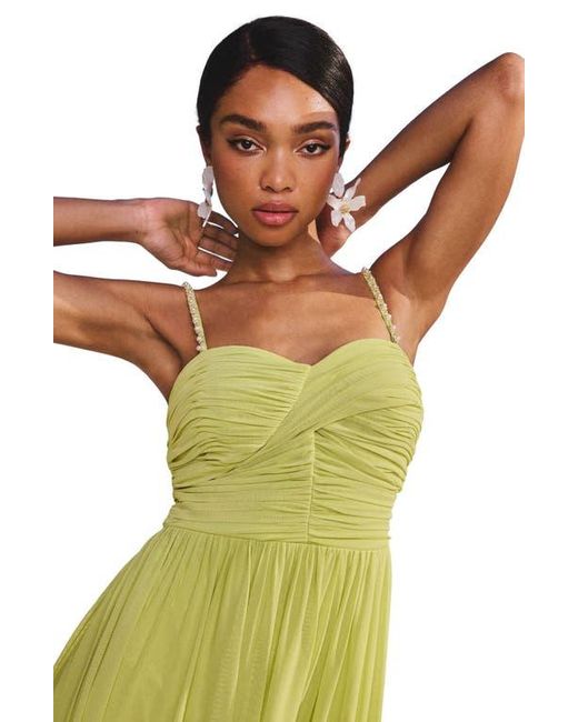 Lipsy Green Embellished Strap Ruched Maxi Dress