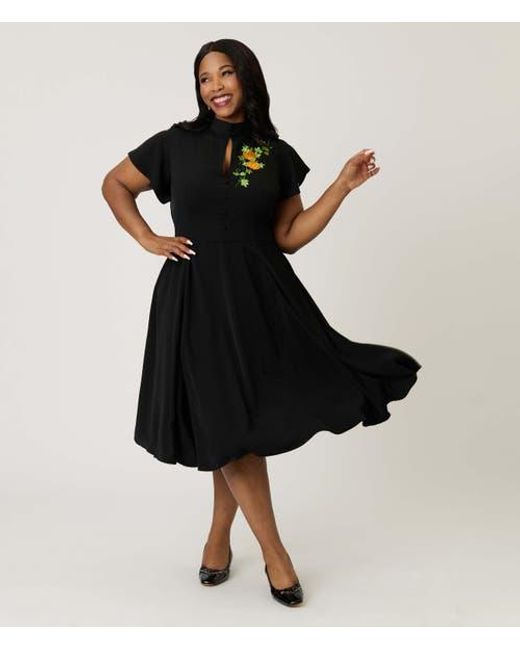 1940s little black dress Original 1950's Inky Black Taffeta Cocktail Dress main image 1