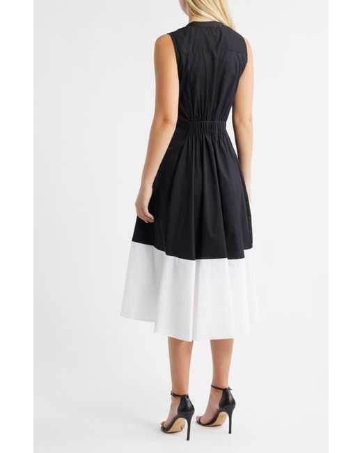 Halogen® Black Colorblock Sleeveless Cotton Dress