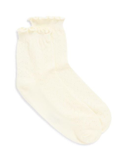 Stems White Pointelle Ankle Socks