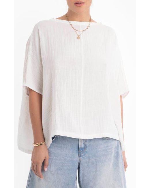 ocean + main White Square Gauze Top