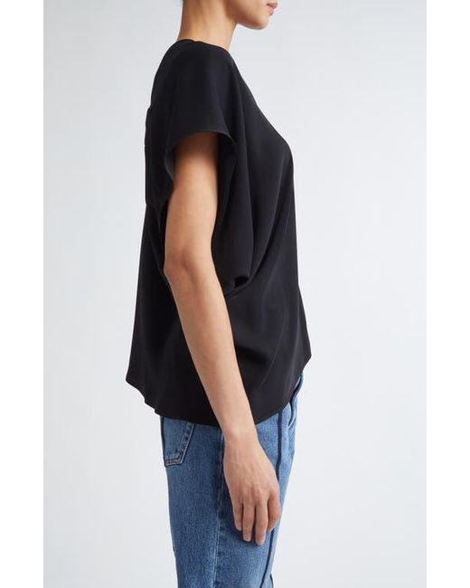 MM6 by Maison Martin Margiela Black Draped Short Sleeve Top